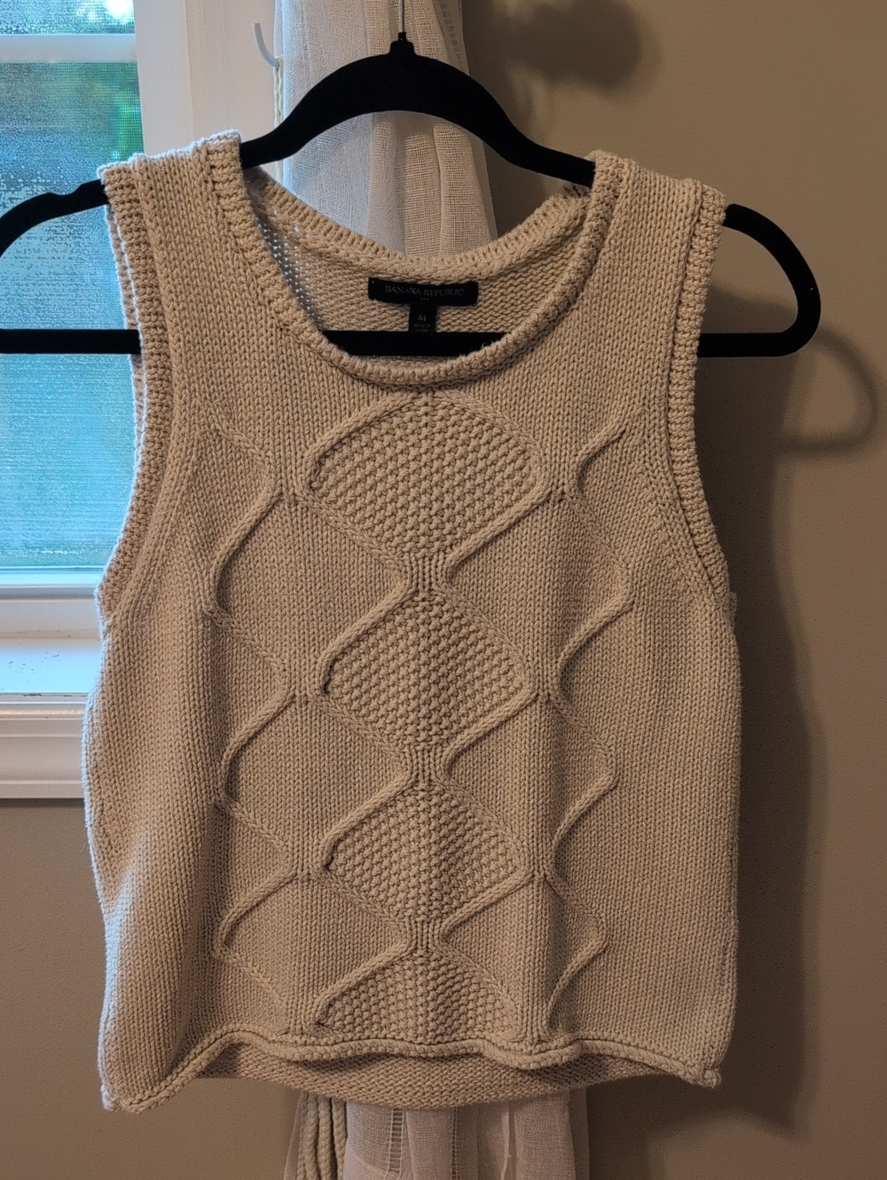 Banana Republic Factory Cream Cable Knit Sweater Tank